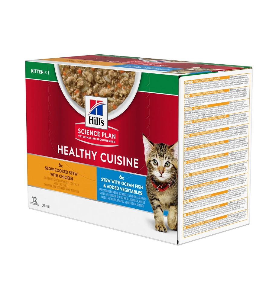 Hill's Science Plan Healthy Cuisine Kitten Stoofpotje Kip & Zeevis - 4 X 12 X 80 Gram